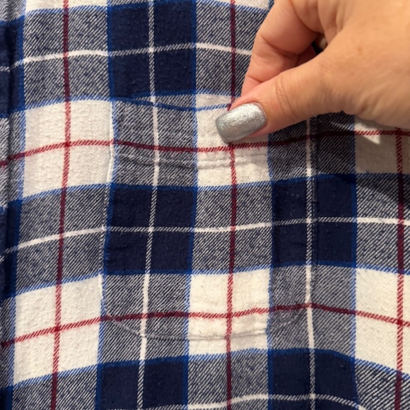 John Ashford Men's Long Sleeve Cotton Flannel Blue & White Plaid, Size Large - Picture 6 of 11